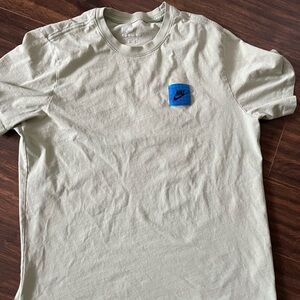 Nike Men's light green  T-Shirt with Blue Logo